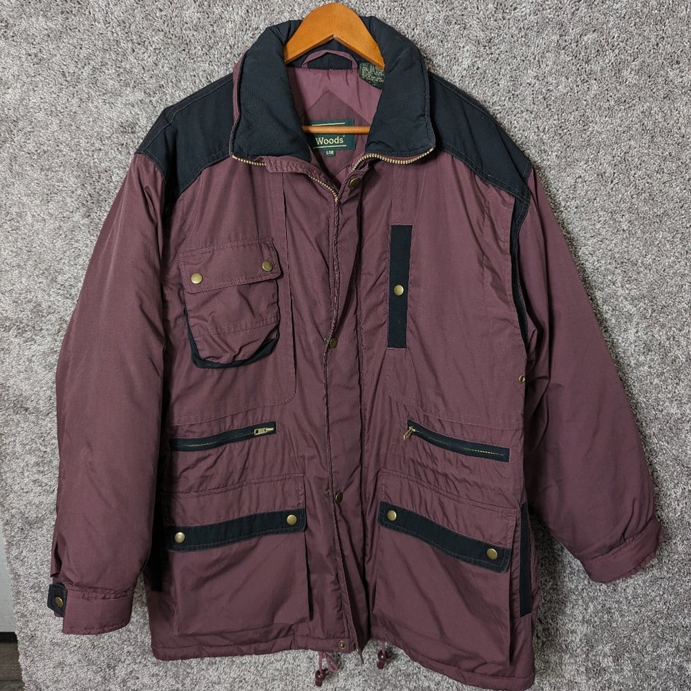 Vintage Men’s Scandia Woods Maroon Puffer Jacket Coat Size Large